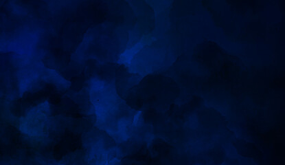 Abstract dark blue watercolor background. Navy Blue background with clouds, dark blue grunge texture with grainy, Black blue abstract watercolor. sunny sky blue light watercolor background. Aquarelle
