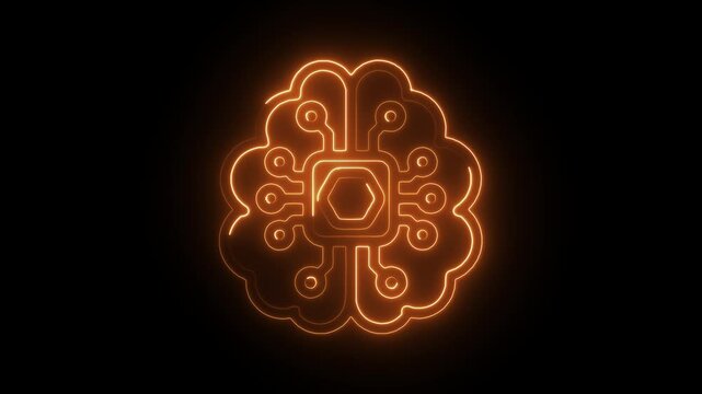 Glowing neon embedded device  icon isolated on black background. HD Video motion graphic animation