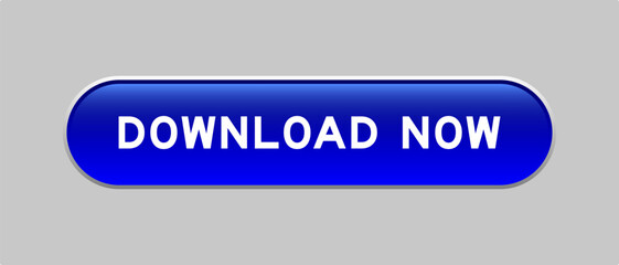 Blue color capsule shape button with word download now on gray background