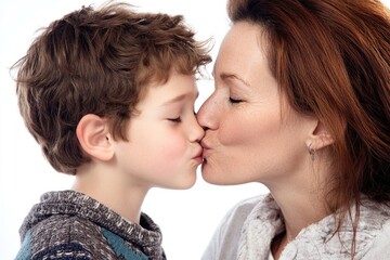A loving moment between an adult woman and a child, possibly a mother-son or aunt-nephew relationship