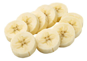 Fresh Banana Slices Isolated on Transparent Background Ready for Healthy Eating