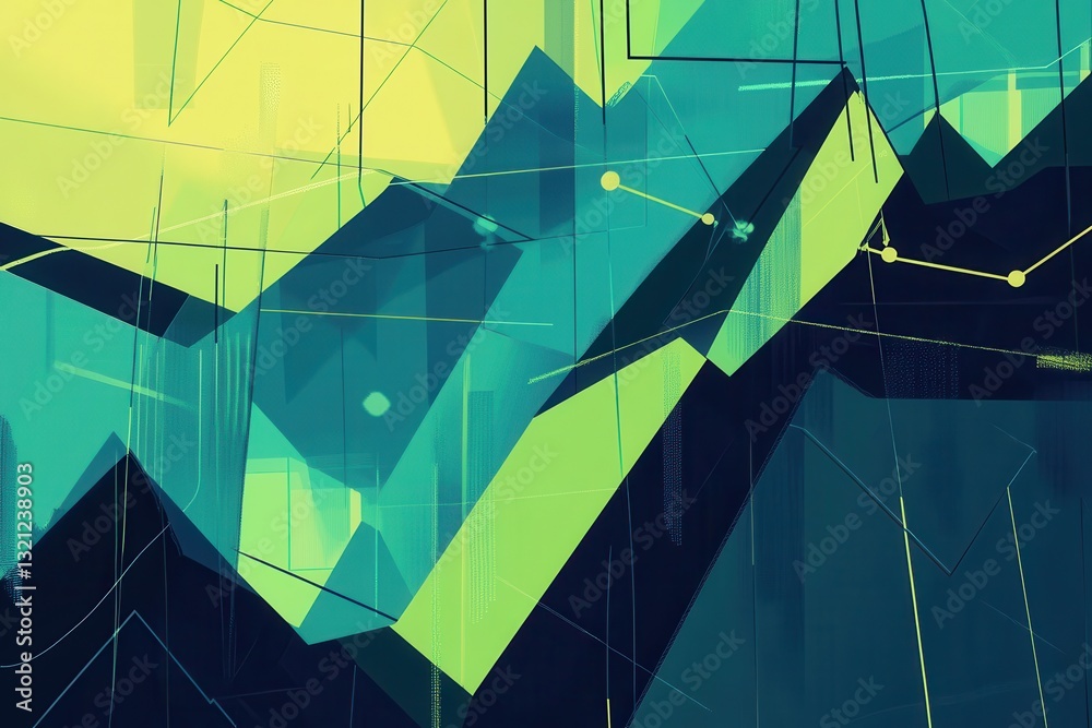 Poster Dynamic background with intersecting trend lines merging into a data grid symbolizes political and economic analysis with a modern aesthetic