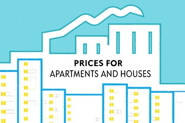 Obraz premium Rising real estate prices. Growing graph with houses