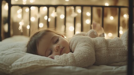Peaceful Baby Sleeping in Soft Night Light