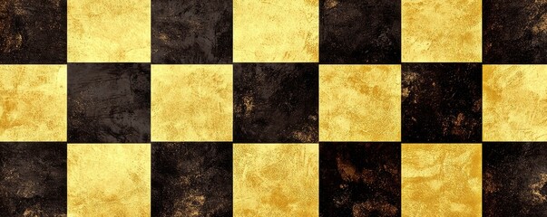 Fototapeta premium Abstract Gold and Black Checkerboard Texture Grunge Pattern Background Design