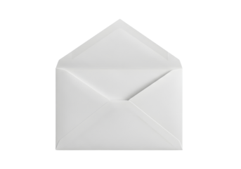 Open White Envelope on Transparent Background for Mail Communication Concept