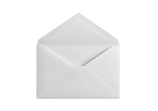Open White Envelope on Transparent Background for Mail Communication Concept