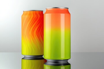 Fototapeta premium Brightly colored cans showcase unique swirling patterns, creatin