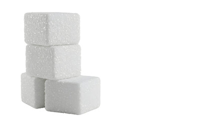 Stack of Four Sugar Cubes Isolated on Transparent Background
