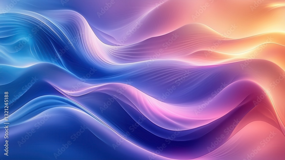Poster colorful waves flow in a vibrant abstract pattern creating a serene atmosphere of movement and light