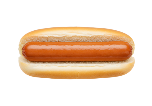 Isolated Hot Dog in Bun Ready to Eat on a Transparent Background