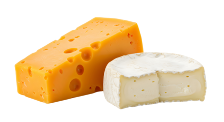 Cheese Assortment with Brie and Swiss on Transparent Background