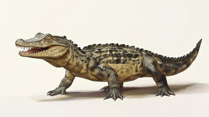 Fototapeta premium A detailed illustration of a prehistoric crocodile