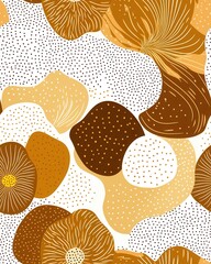 Minimalist japanese cherry blossom pattern featuring brown and white flowers creating a serene aesthetic on soft background