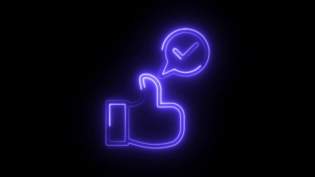 Glowing neon accept icon isolated on black background. HD Video motion graphic animation