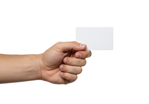 Holding blank card for business or identification against Transparent Background