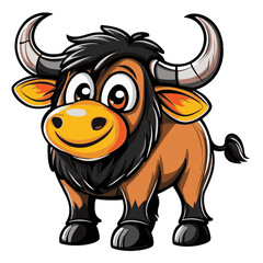 Obraz premium Cartoon Bull with Large Horns