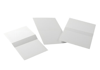 Three Blank White Documents or Letters with Folded Sides on Black