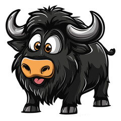 Cartoon Bull with Large Horns