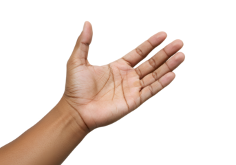 Hand reaching against Transparent Background concept for holding or presenting