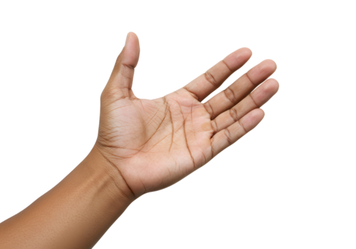 Hand reaching against Transparent Background concept for holding or presenting
