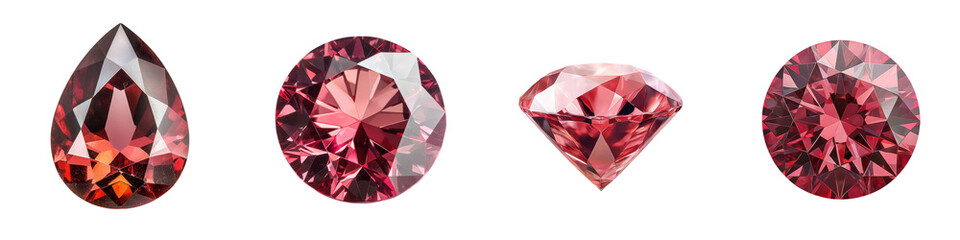An array of stunning faceted gemstones in vibrant red and pink hues showcasing their brilliant shine captivating brilliance and luxurious elegance  These precious gems exude a sense of sophistication