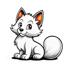 Obraz premium Cute Cartoon Arctic Fox with Fluffy Tail
