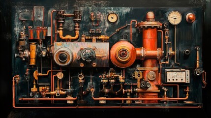Intricate Industrial Machine: A Steampunk Masterpiece