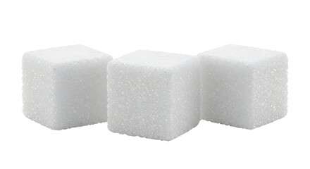 Three White Sugar Cubes Stacked Together on a Transparent Background