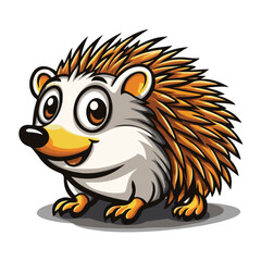 Fototapeta premium Cute Cartoon Hedgehog with Spikes
