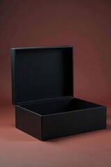 Sleek black box, lid closed Ample copy space , luxury, still life