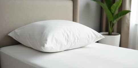Square white pillow, pristine case Minimalist aesthetic , template, cushion