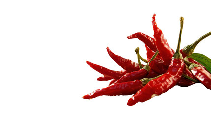 Vibrant Red Chili Peppers Closeup on Plain White Background  Spicy Capsicum Vegetable Mexican Cuisine Ingredient Healthy Organic Farming Harvest