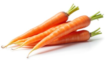 Fresh orange carrots isolated on white background