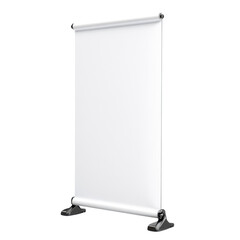 3D white blank roll up banner stand. Advertising and promotion equipment.