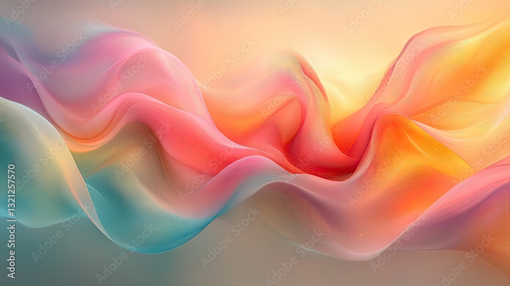 Aufkleber Abstract flowing colors, vibrant dynamic shapes, soft light. Possible use background for design projects