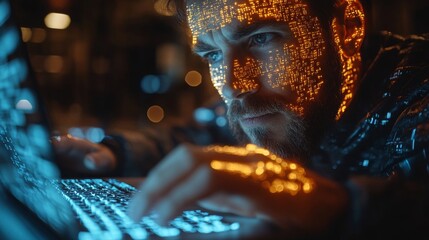 A researcher engages deeply with quantum principles, focusing on qubits, superposition, and entanglement while analyzing datasets and optimizing algorithms in a vibrant digital environment.