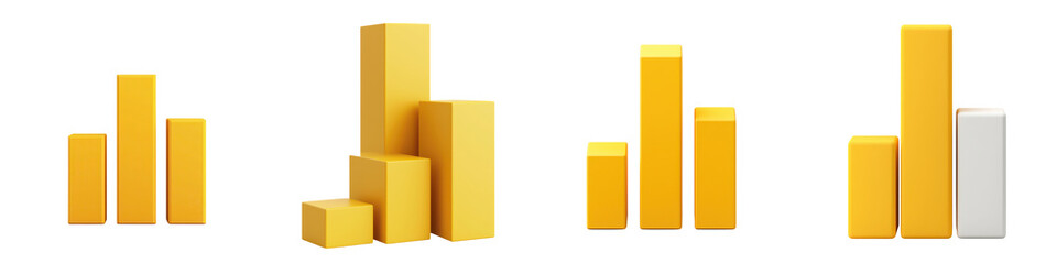 Fototapeta premium Vibrant 3D bar chart graphs and columns visualizing business analytics financial data growth trends and corporate performance metrics Minimalist yellow orange