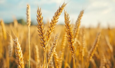 Fototapeta premium Golden Wheat Field at Sunset