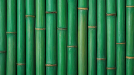 Naklejka premium Close up of green bamboo stalks forming a natural background. Concept of nature, zen, and organic textures.