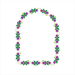 Decorative Floral Frame. Flower Border. Vector Illustration.