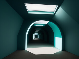 Fototapeta premium Illuminated Tunnel with Minimalist Design and Soft Shadows