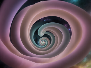 Abstract Spiral Tunnel with Cosmic Background and Colorful Swirls