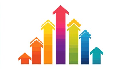 Colorful upward arrows representing growth and progress, set against a clean white background ideal for business use
