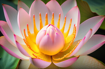 Lotus flower blooming in tranquil pond nature close-up serene environment vibrant colors