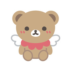 A cute brown teddy bear wearing a red bib