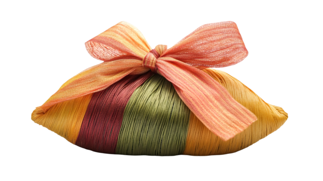 Dragon Boat Festival PNG file transparent background – Flat vector of a colorful ribbon tied to a zongzi