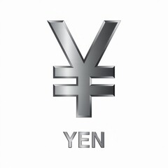 Fototapeta premium 3D metallic yen currency symbol with polished silver finish for finance and economy