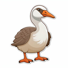 A Charming Goose, Proudly Standing, Showcasing Its Soft Brown Feathers And Bright Orange Feet Against A Clean White Background