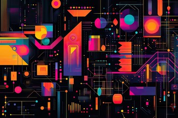 Abstract vibrant digital city